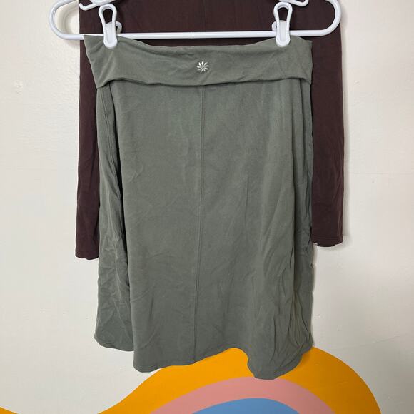 Lot 2 Athleta Noosa A-Line Fold Over Skirts M Stretch Gray Green Maroon Casual - Picture 4 of 10